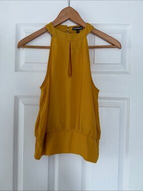 Express Mustard Halter Keyhole Camisole